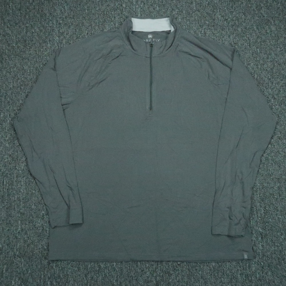Free Fly Pullover Mens XXL Gray Quarter Zip Performance Bamboo Long Sleeve‎